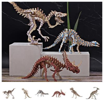 Deinonychus 3D Деревянный Динозавр Пазл Трицератопс Тираннозавр Пазл DIY Модель Динозавра Взрослый