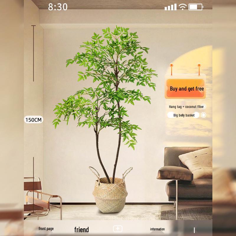 Нандина Роскошное Искусственное Дерево - Напольное Украшение для Помещений и Бионическое Зеленое Растение в Горшке