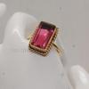 Pink Gemstone Rhodolite Garnet 925 Sterling Silver Yellow Gold Overlay Ring Jewelry, Statement Bridal Gift Ring