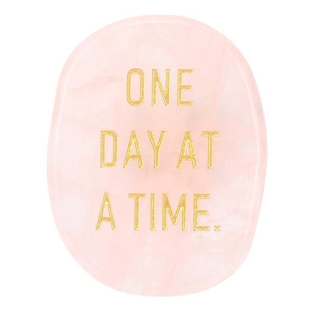 Worry Stone One Day At A Time Inspirational Enhance Confidence Give Power Thumb Stone for Anxiety Rose Quartz