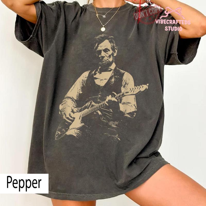 Abraham Lincoln President Plays Guitar Abraham Lincoln Comfort Color Tshirt Fun History Music Enthusiast Gift