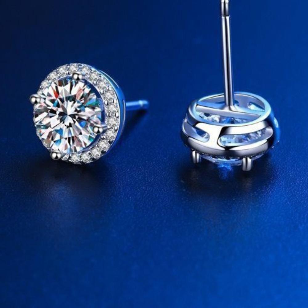 Серьги Classics 1.22CT с круглым муассанитом, женские серьги-гвоздики из стерлингового серебра 925 пробы с муассанитом