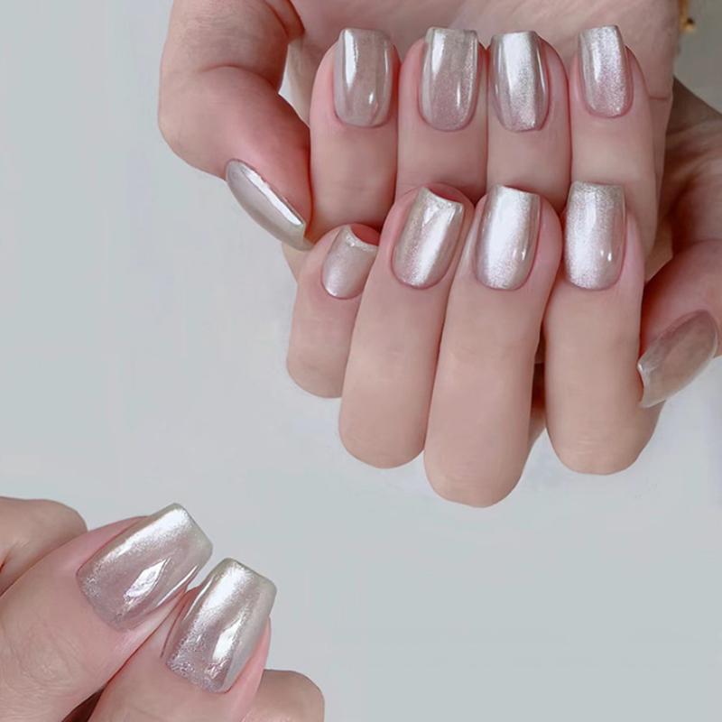 30 шт./лот короткие накладные ногти Aurora кошачий глаз чисто балерина украшения носимые накладные ногти полное покрытие типсы искусство