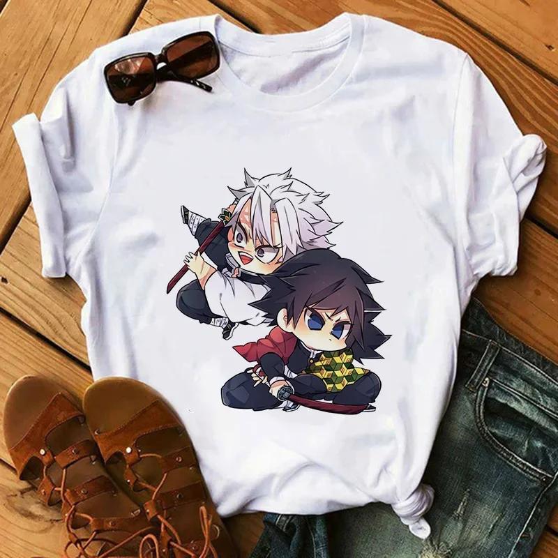 Футболка Kimetsu No Yaiba Kamado Nezuko с графическим принтом для женщин, эстетика Harajuku, белые топы, футболка 2021 года, женская футболка в японском стиле