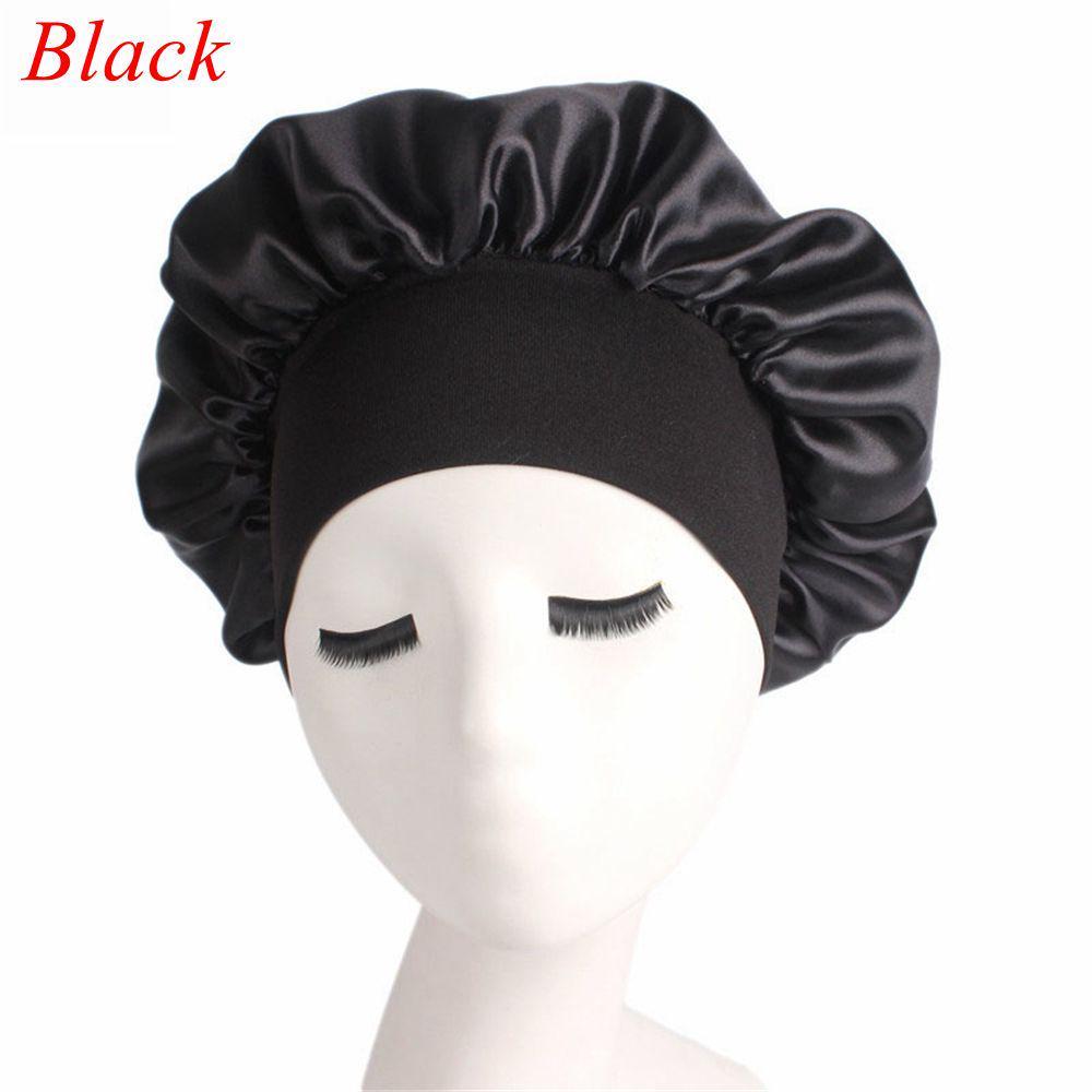 Soft Stretch Head Cover Night Sleep Hat Wide Band Satin Cap Elastic Head Wraps Hair Loss Chemo