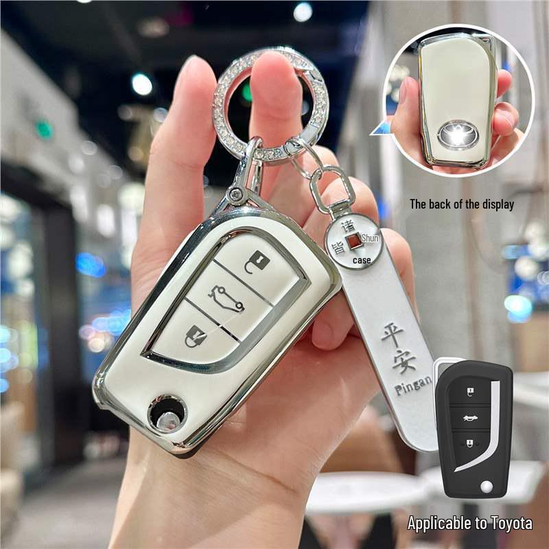 Silver Edge Key Case for Toyota Models: Corolla, RAV4, Camry, Vios, Highlander