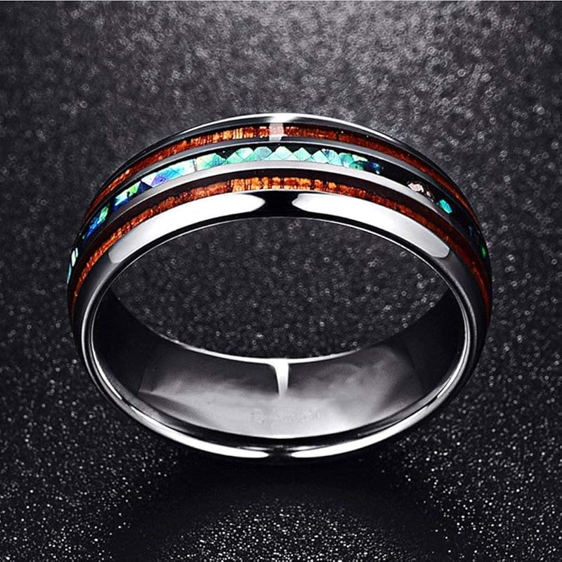 [Rockyu] ring men's silver wood seashell ring Made of titanium Compatible with metal allergies birthday anniversary party present fashion accessories