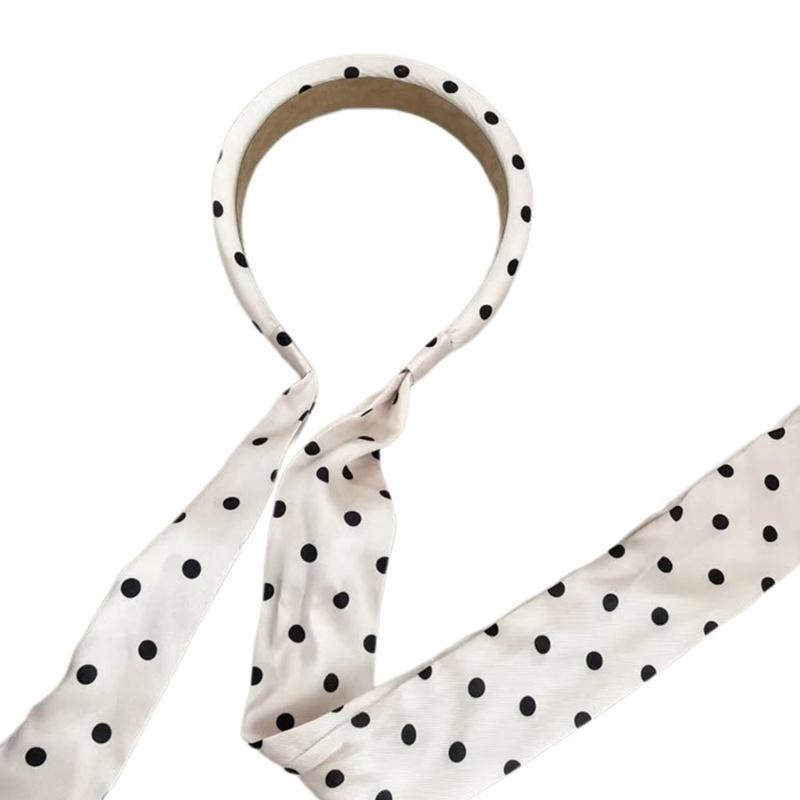 Элегантная повязка на голову с точечным/цветочным принтом, показ модели, пасторальная повязка для девочки
