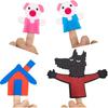 Three Little Pigs Finger Puppets for Kids, 7pcs Story Finger Puppets Toy, Interactive Teaching, Scenario Story Role Play, Bedtime Storytelling