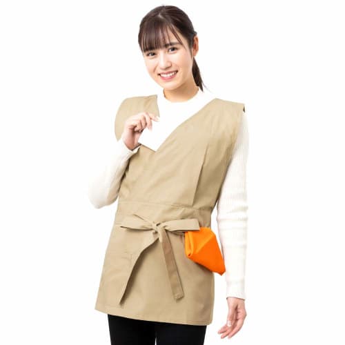 Hokoen Tea Ceremony Practice Vest Poncho, New Edition, Unisex, One Size Fits All, with Inner Chest Pocket, Flaxen