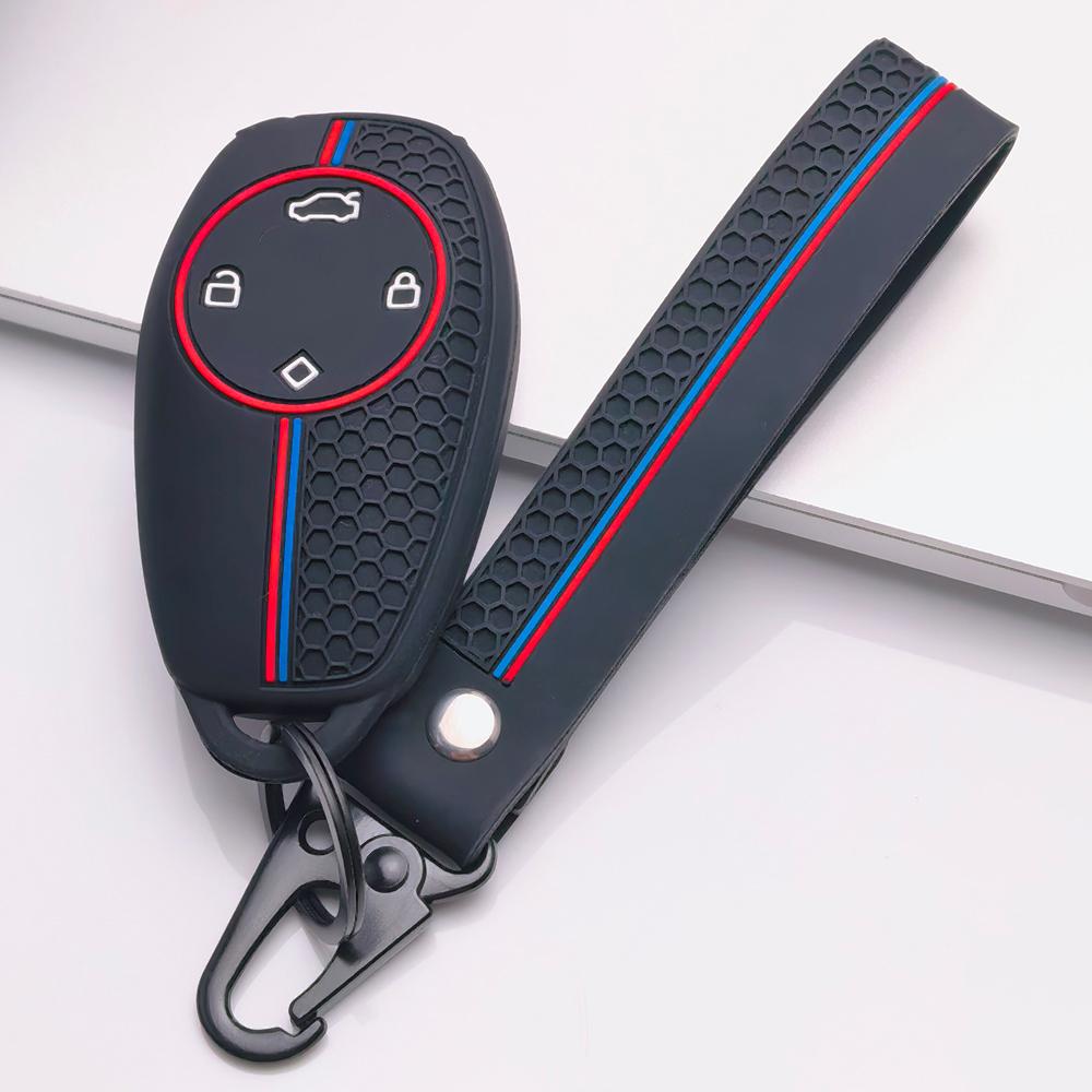 Silicone Car Key Fob Cover for Leapmotor T03 S01 C11 C01 C10 C07 with Keychain Honeycomb Texture Racing Stripe Remote Key Protector