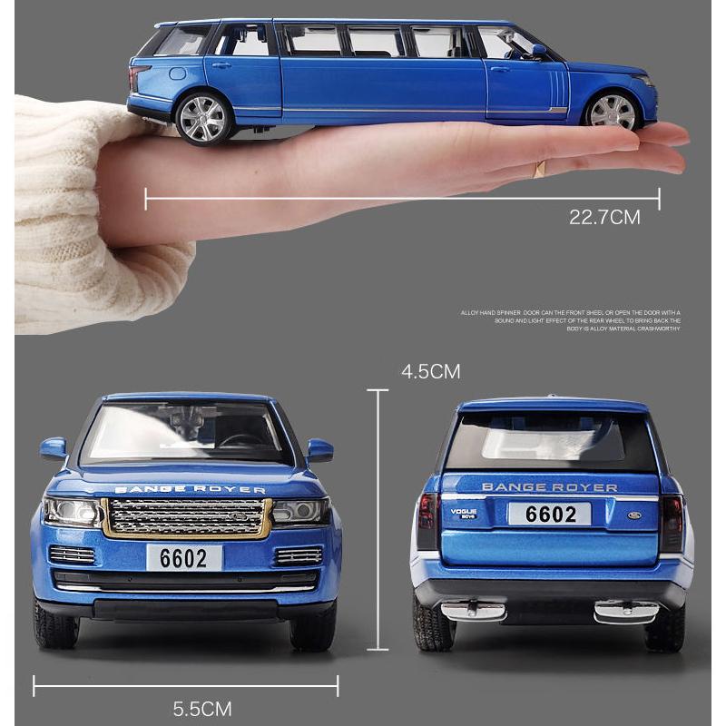 Масштаб 1/32 Land Range Rover, удлиненная литая под давлением модель автомобиля, игрушечный автомобиль со звуком и светом для детей, коллекция подарков для мальчиков и девочек