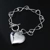 Fashionable 925 Silver Plated Women's Heart 8-character Heart Photo Frame LOVE Bracelet Jewelry