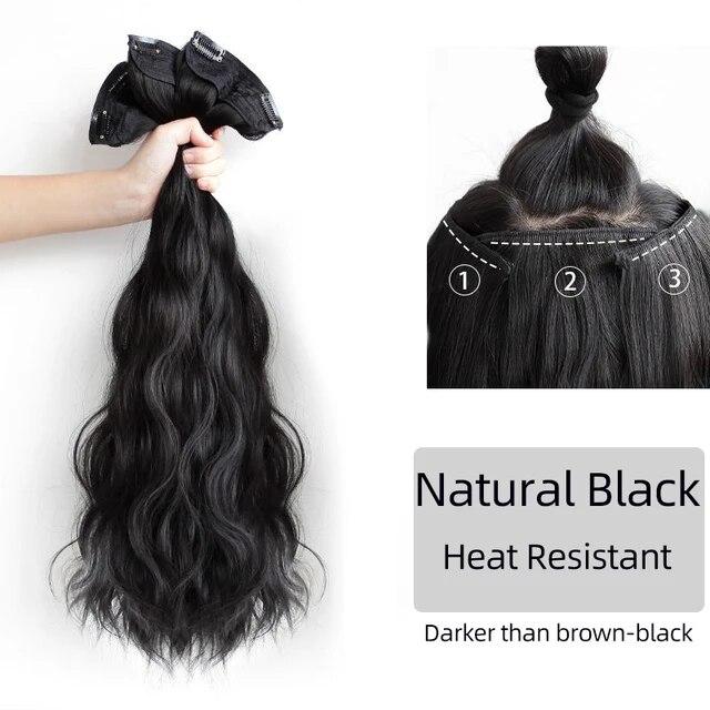 Синтетические волосы для наращивания, длинные прямые, вьющиеся, волнистые, натуральный искусственный парик, женский зажим на заколке, цельные волосы для женщин