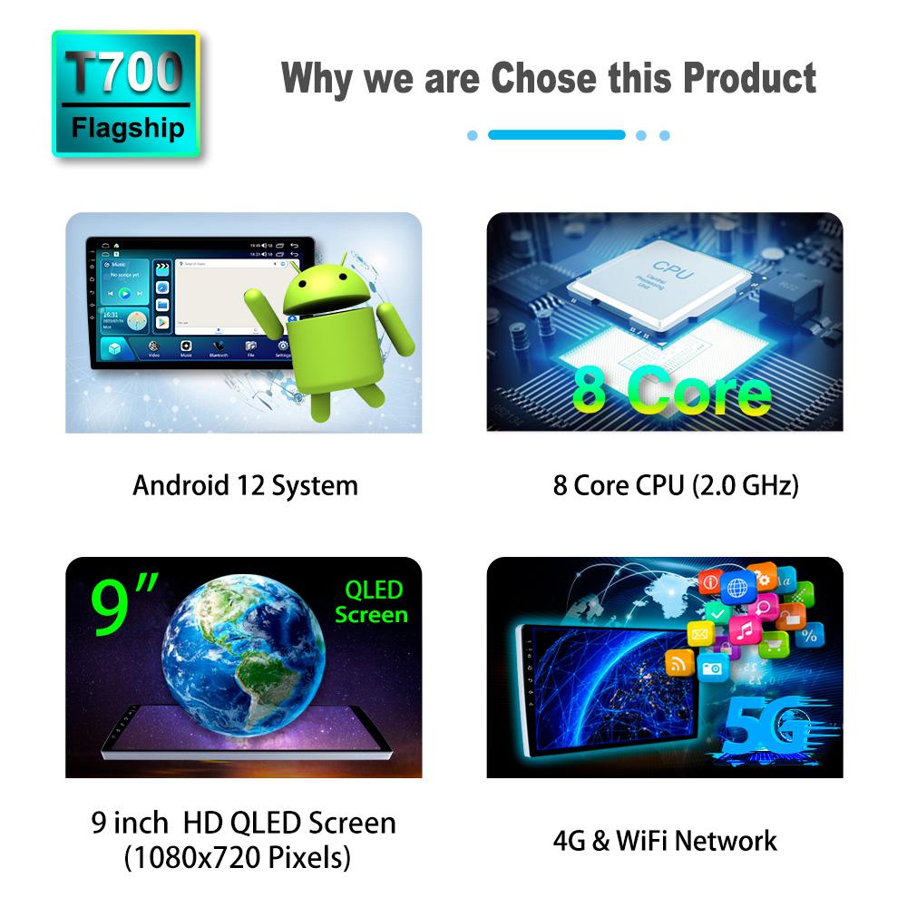 Android 13 Car Multimedia Player 2 Din Radio for Toyota Camry 2007 2008 2009-2011 with Navigation Carplay navStereo Head Unit