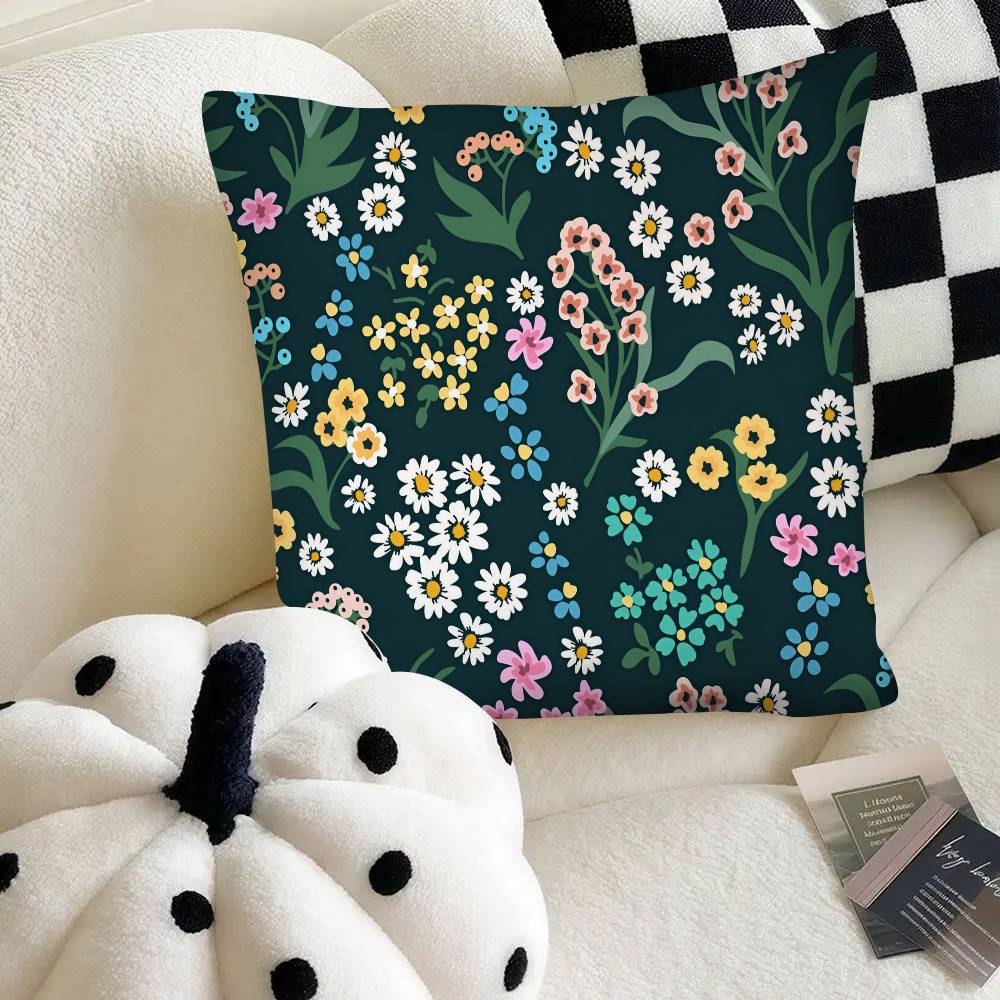 Floral Pattern Pillow Case Fashion Square Pillowcase Bedroom Sofa Room Ins Decoration Leisure
