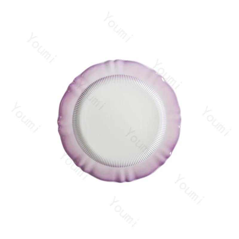 Легкая роскошная фиолетовая керамическая тарелка для изысканных блюд в ресторане высокого класса, рыбная тарелка, десертные тарелки для послеобеденного чая во французском стиле