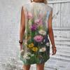 Women's Casual And Fashionable Round-neck Sleeveless Printing Mid Length Dress