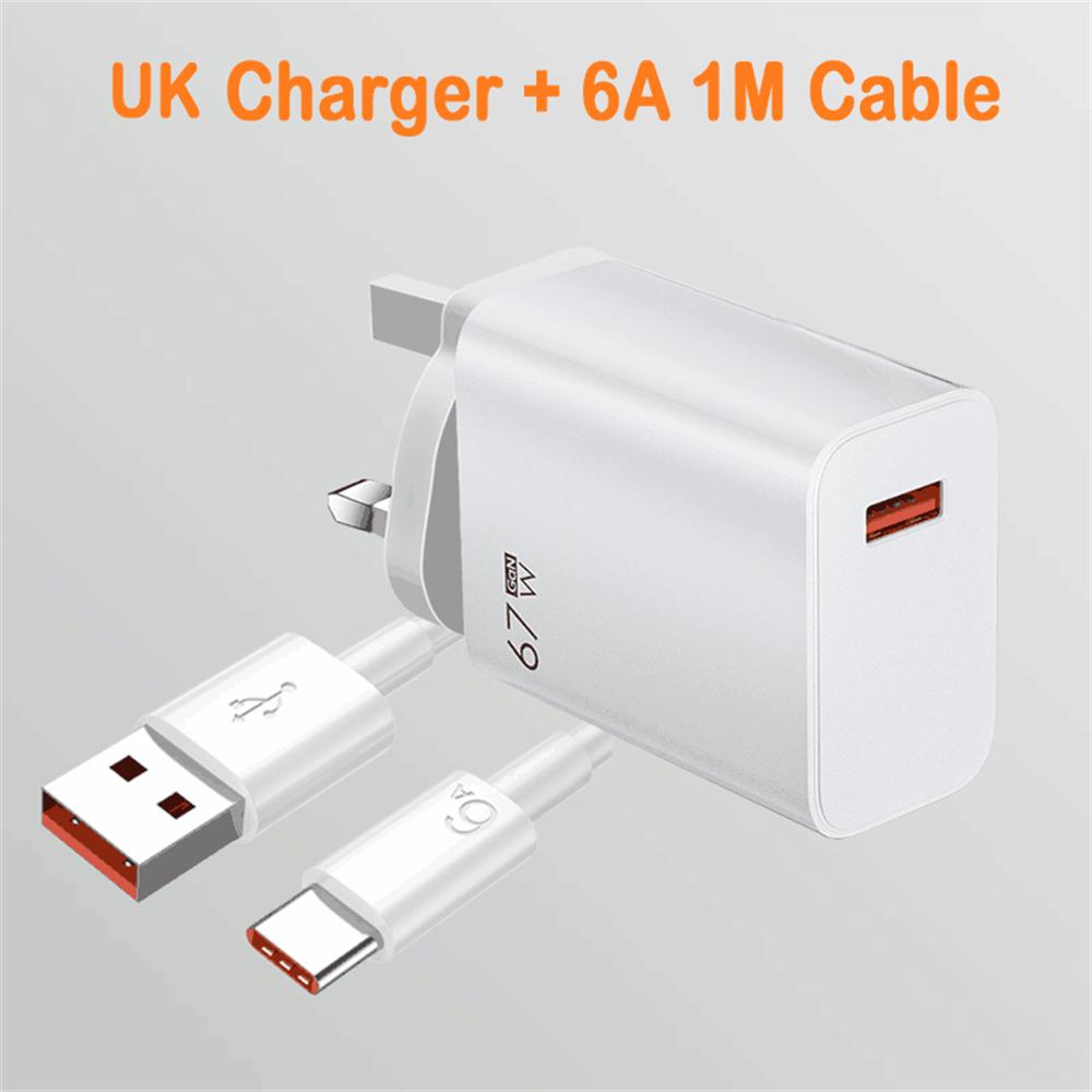 USB зарядное устройство 67 Вт GaN быстрая зарядка EU/US вилка настенное зарядное устройство 6A Type C кабель для iPhone Samsung Xiaomi быстрая зарядка телефон зарядное устройство