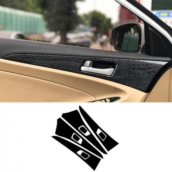 For Hyundai Sonata 2011-2014 Sticker Crocodile Inner Door Panel Cover Trim 4PCS