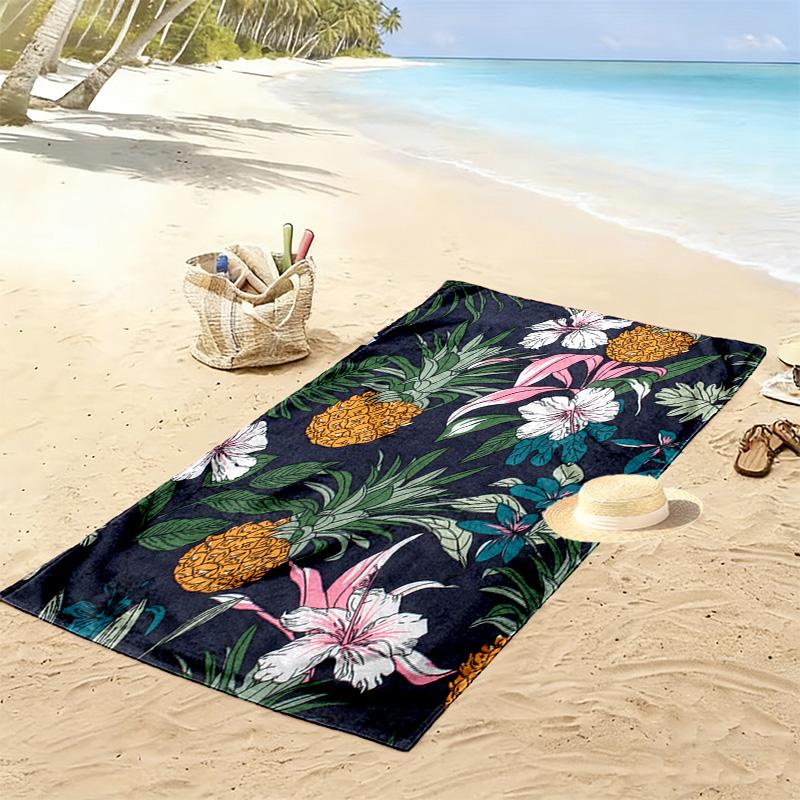 Pineapple, Fruit, and Floral 2D Flat Print Beach Towel, Large Soft Quick Dry Towel for Beach Camping Swimming.MSTJ0918132