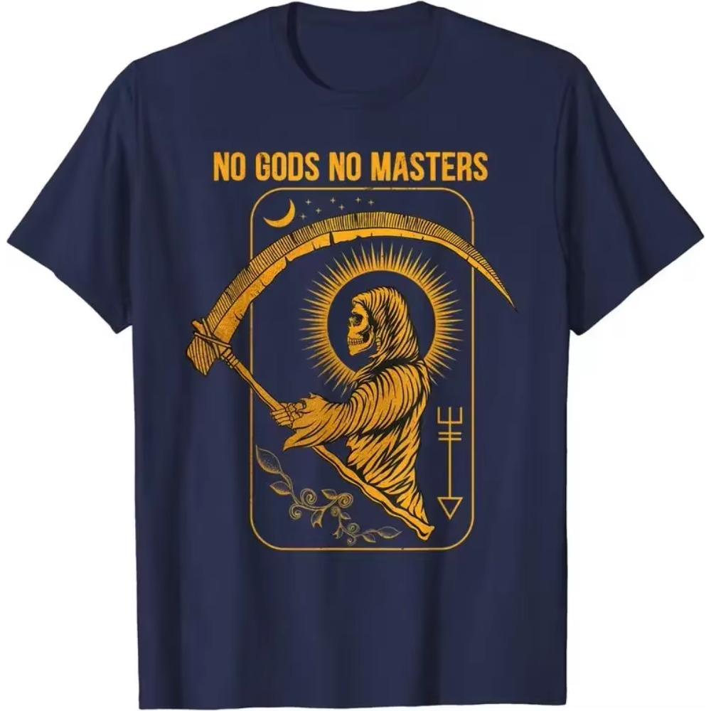 Футболка No Gods No Masters Satanic Evil Baphomet Tarot Death Satan