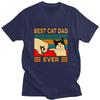 Мужские футболки премиум-класса Best Cat Dad Ever Paw Fist Bump Fit Vintage Cotton High Quality Black Casual Korean Fashion New Tshirt Tops