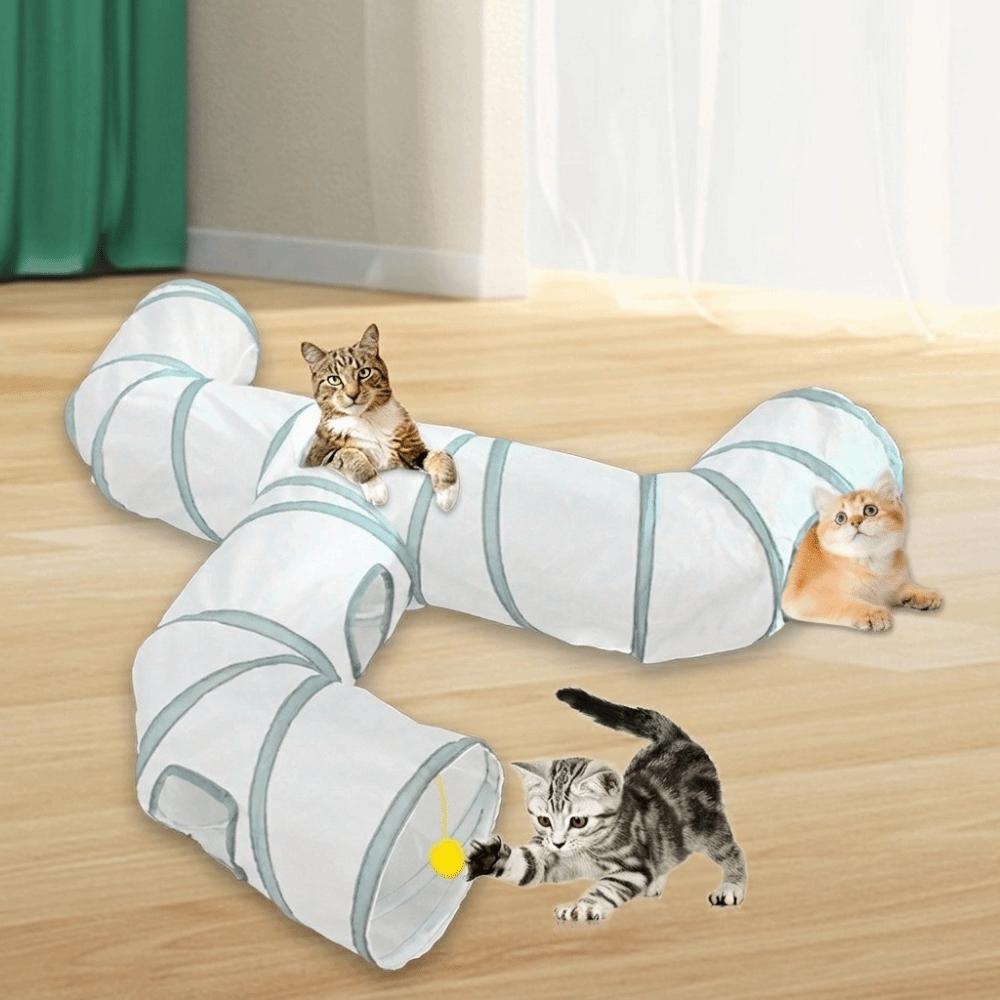 Extended Pet Play Tunnel Three-Way Cat Hiding Cave Funny Cat Hideaway Playtime