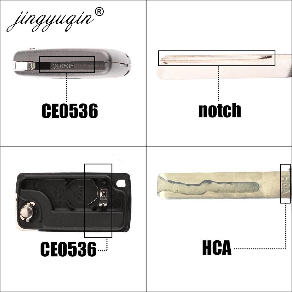 jingyuqin 10pcs HCA Hu83 Flip Remote Key Shell 2 Button for Peugeot 307 408 308 3008 Citroen C2 C5 C6 C8 Xsara Picasso Fob Case