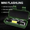 Mini Portable Flashlight LED+COB Fishing Torch Zoomable Focus Light Rechargeable Tactical Lamp Camping Hiking Emergency Lantern