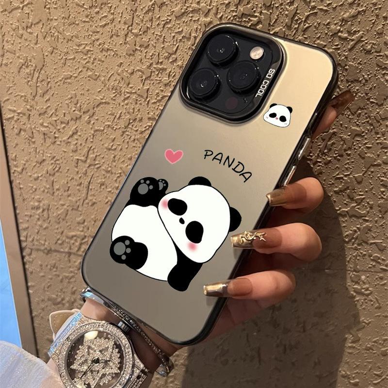 Heart-shaped panda case for iPhone 16/15/14, and Apple phone cases for 13/12/11 XR/XS Max, new color silver.