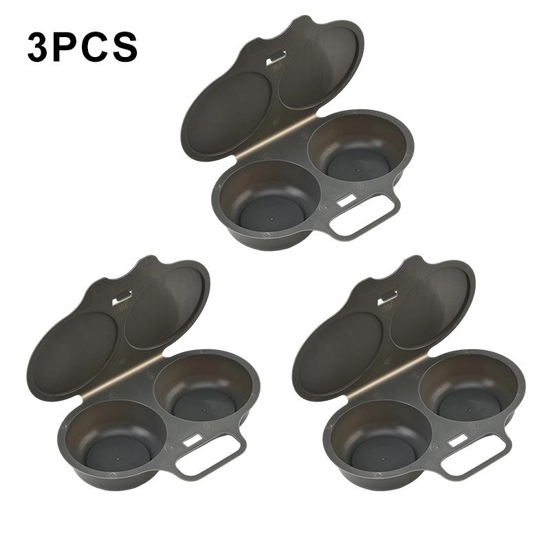 2026 New Food-grade Plastic Egg Cooker Dual Cavity Microwave Steamer Fryer Egg Steamer Mold Kitchen Accessories Kitchen Utensils