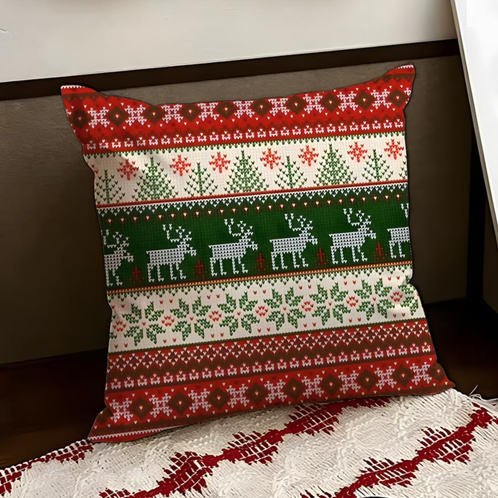 Christmas PPlaid Cushion Cover Reversible Soft Durable Pillow Cover Home Car MultiScene Use for Daily Comfort