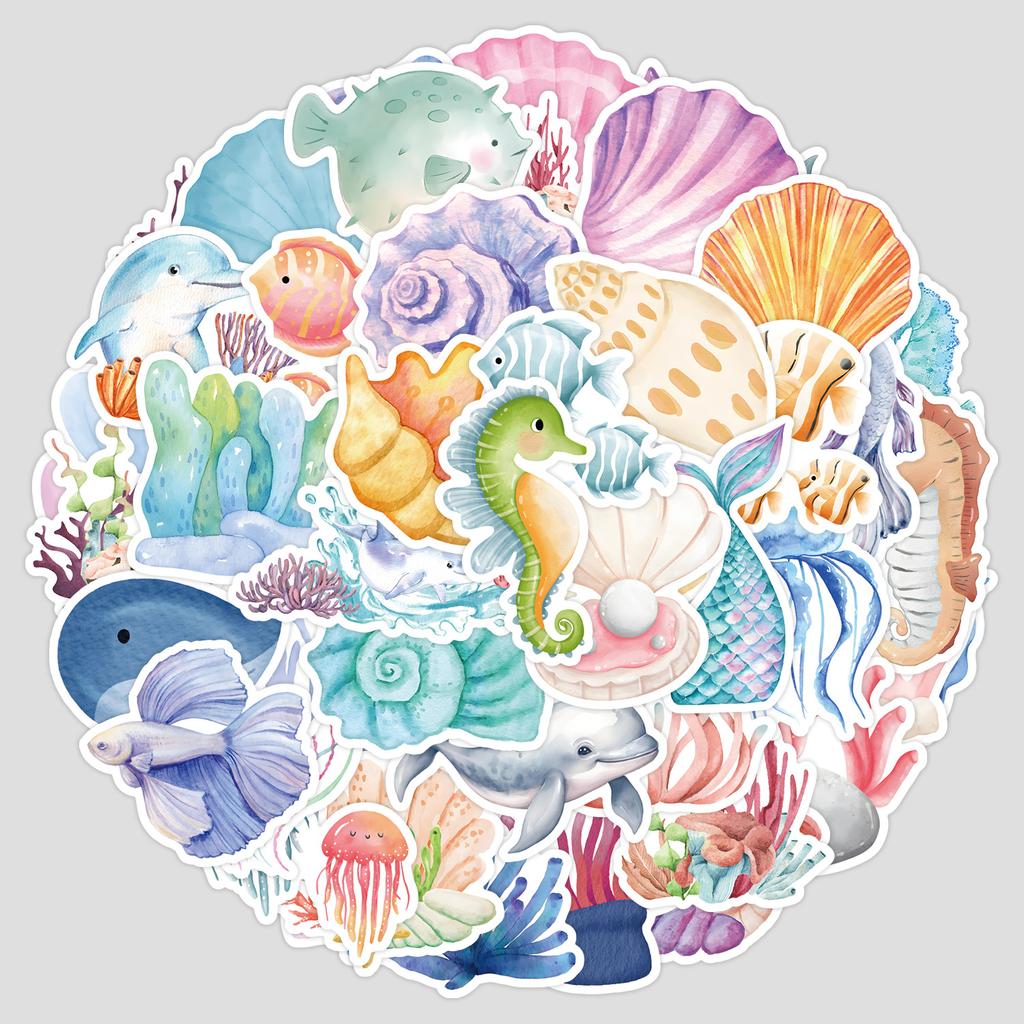 50 Cartoon Underwater World Graffiti Stickers Computer Suitcase Waterproof Decorative Stickers Ocean Stickers