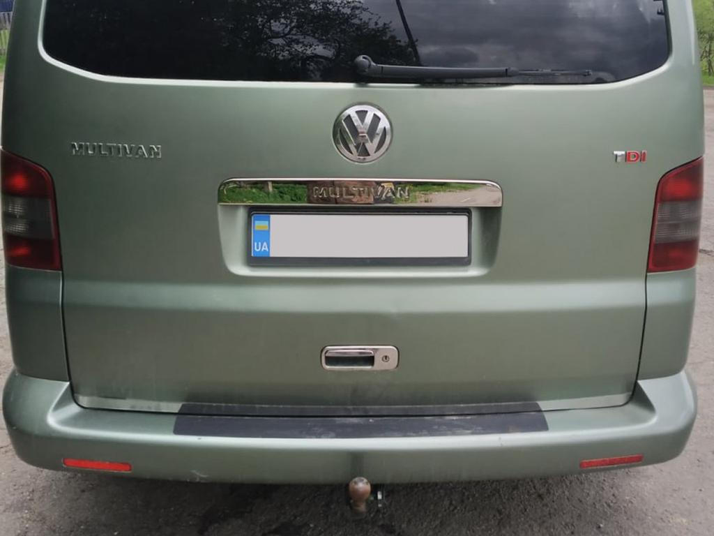 Накладка над номером дверь Ляда (нерж) Transporter, OmsaLine - Итальянская нержавейка для Volkswagen T5 2010-2015 гг