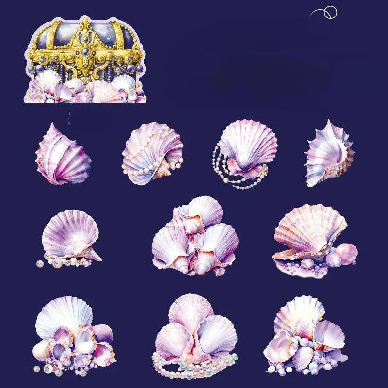 20 шт. симпатичных подводных ракушек с жемчужинами, декоративный набор наклеек, винтажный коллаж, скрапбукинг, этикетка, дневник, альбом, журнал, планировщик
