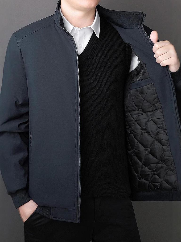 2025 Men's High-End Executive Cotton-Padded Jacket: Warm, Thickened Outerwear for Middle-Aged and Elderly