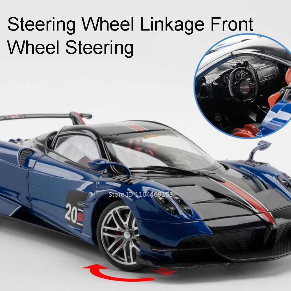 1:18 Большой Размер Pagani Huayra BC GTR Литой Металлический Модель Автомобиля Игрушечные Транспортные Средства Звук Свет Амортизация Модели Подарки для Детей