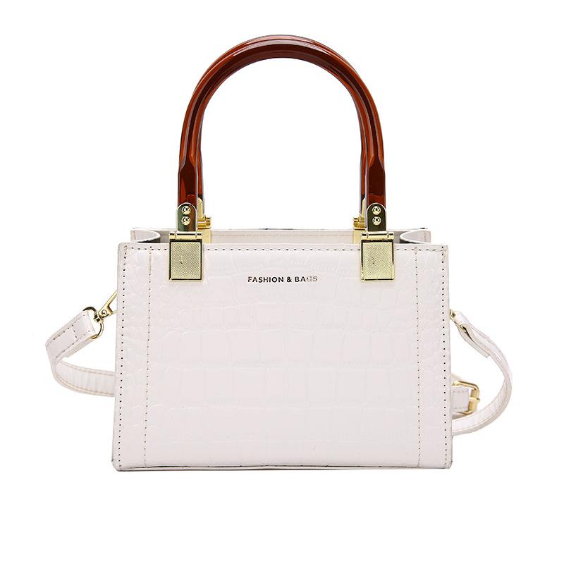 Small Square Polished Leather Women's Bag Stone Shoulder Bag Crossbody for Night Party Feminine Fashion New