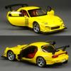 1/32 Mazda RX-7 FD3S Гоночная Миниатюрная Металлическая Модель Игрушечного Автомобиля Звук и Свет Двери Открываются Коллекция Подарок для Детей Мальчика Ребенка