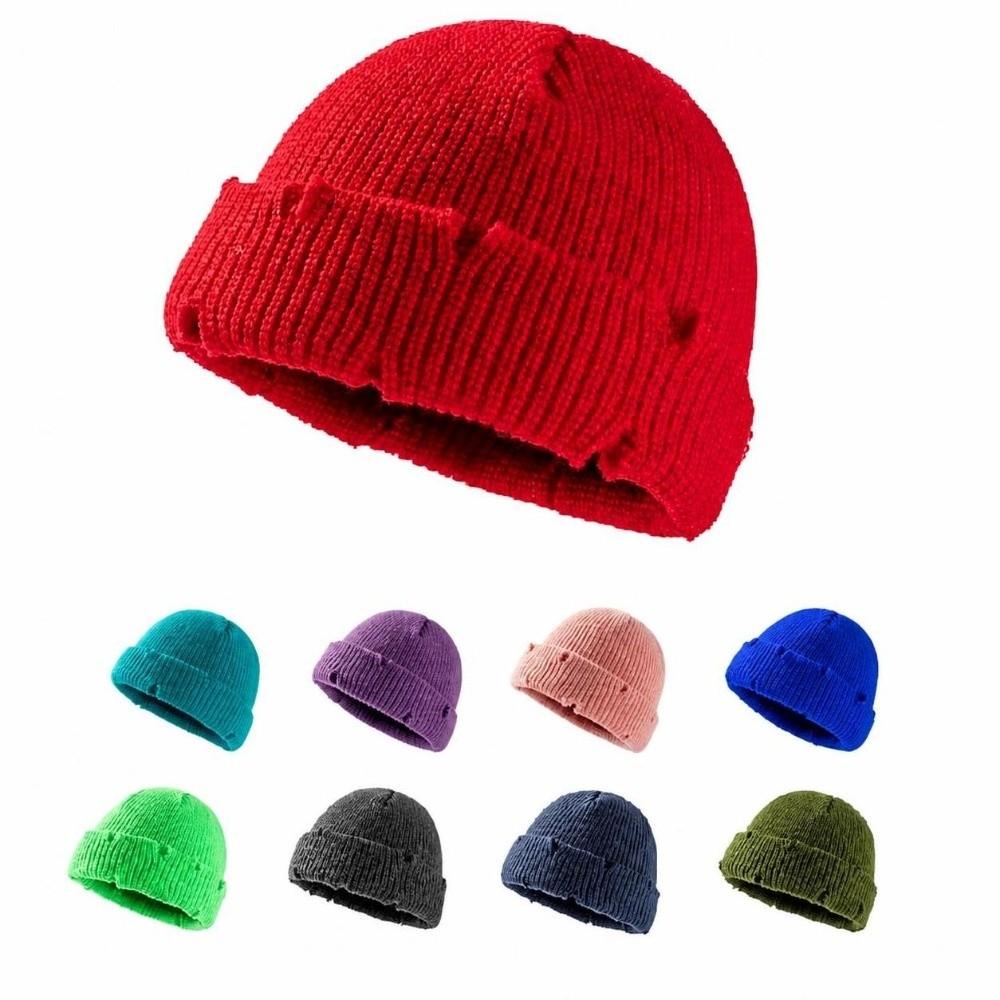 Warm Keeping Short Knit Beanie Acrylic Men Women Knitted Hat Fashion Cuff Beanie Hat Unisex