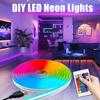 5V USB RGB Неоновая светодиодная лента Синхронизация с музыкой Водонепроницаемый Гибкий светодиодный шнур с 24-клавишным пультом для декора комнаты, стены, кухни, вечеринки