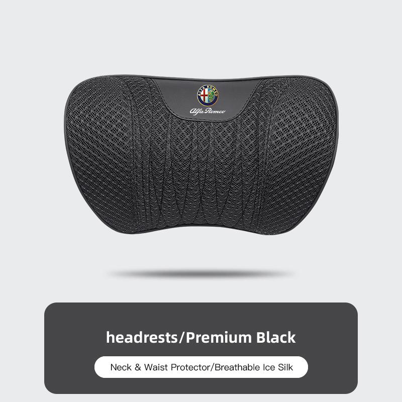 Ice Silk Car Seat Covers Auto Headrest Neck Pillow Lumbar Support For Alfa Romeo Giulietta Mito 159 Giulia Stelvio 156 147 TonalTM6