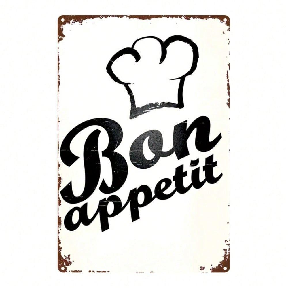 Винтажная металлическая настенная art-деталь Шеф-повар Bon Appetit Декор для кухни Знак