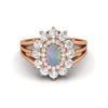 6X4MM Oval Opal Gemstone 925 Sterling Silver Rose Plated Halo Split Shank Ring