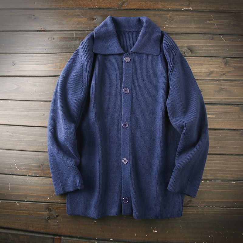 Japanese Style Order! Export Men's Clothing Factory Balance Cargo with Logo Cut off Men Padded Lapel Knitting Cardigan Sweater Outwear Tide