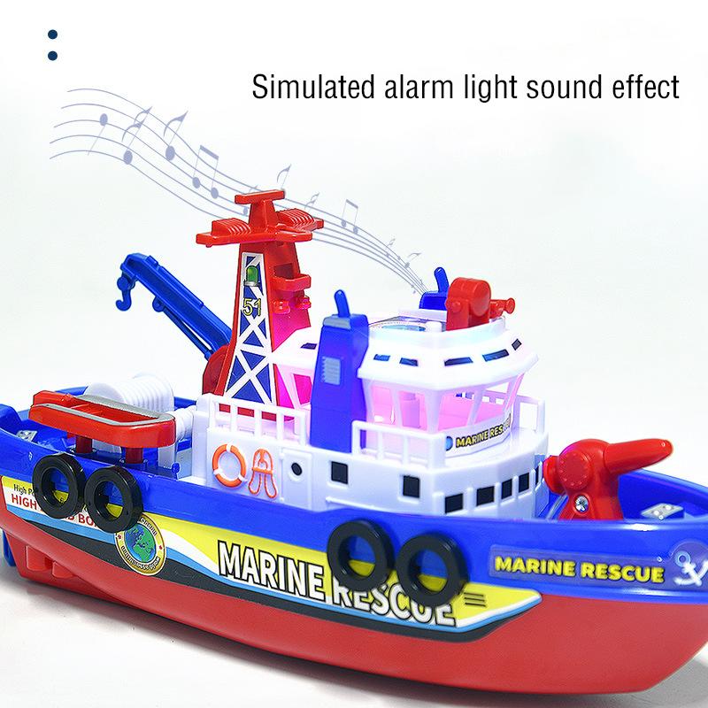 Children'S Toy Simulation Electric Rescue Fire Boat Fast Boat Shower Toy With Sound Light Water Spray Swimming Pool Gift