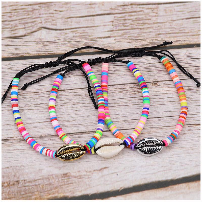 Богемный пляжный ракушка ручной работы плетеный браслет регулируемые веревочные цепочки браслеты для женщин манжеты ювелирные изделия