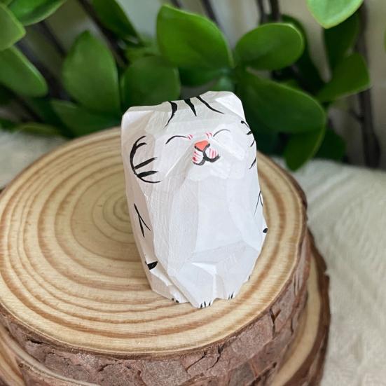 Деревянная резная фигурка собаки кошки, ручная резьба по дереву, небольшая статуэтка животного, скульптура для домашнего офиса, рабочего стола