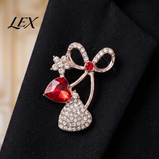 Rhinestone Bow Brooch Bling Pin, Love Heart Bowknot Lapel Women Jewelry Accessory for Dresses Coats Sweaters Pin
